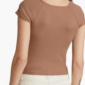 Madewell Brightside Square Neck T-Shirt XS Ribbed Short Sleeve SS